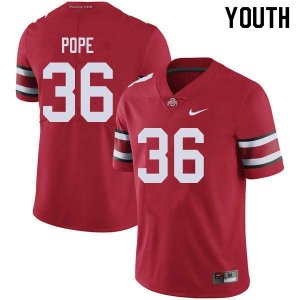 Youth Ohio State Buckeyes #36 K'Vaughan Pope Red Nike NCAA College Football Jersey Lightweight TFW3044FQ